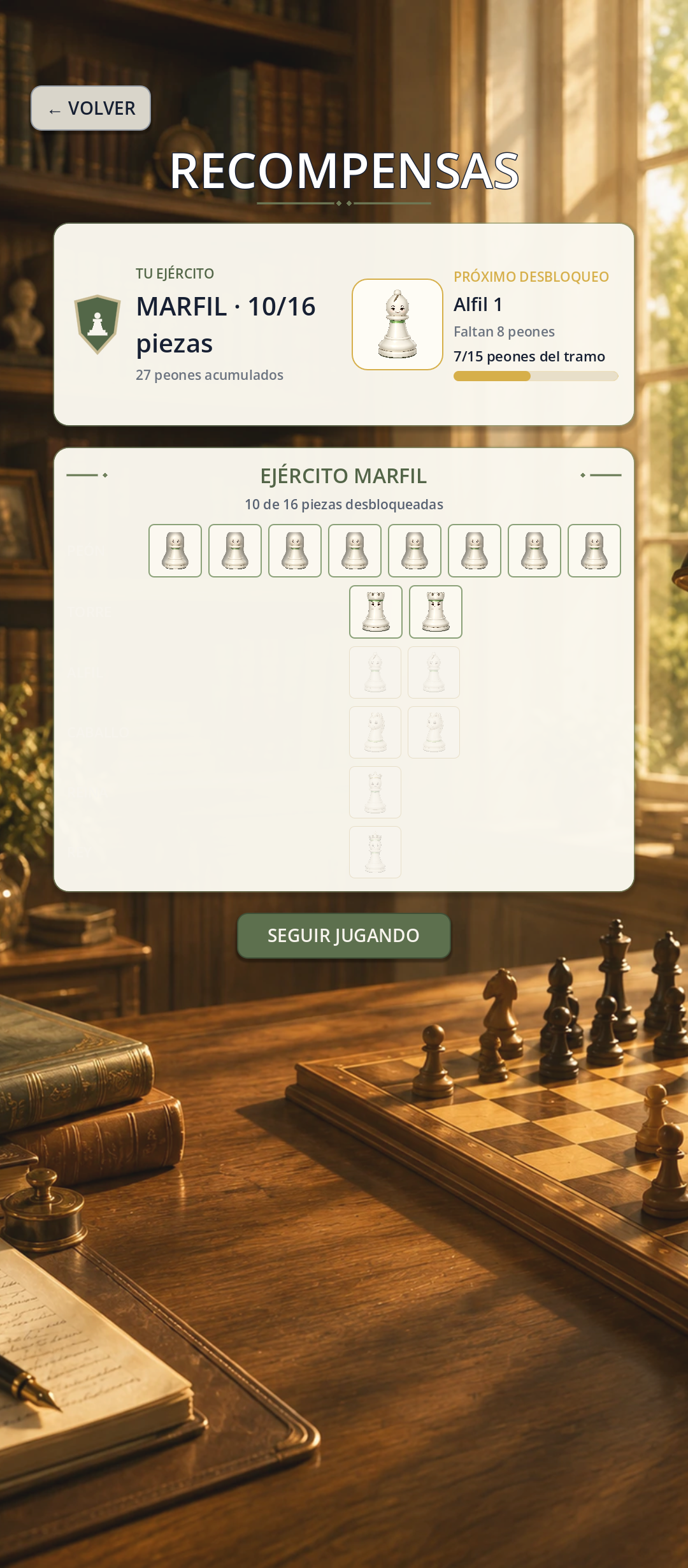 Pantalla de recompensas de Ajeletras